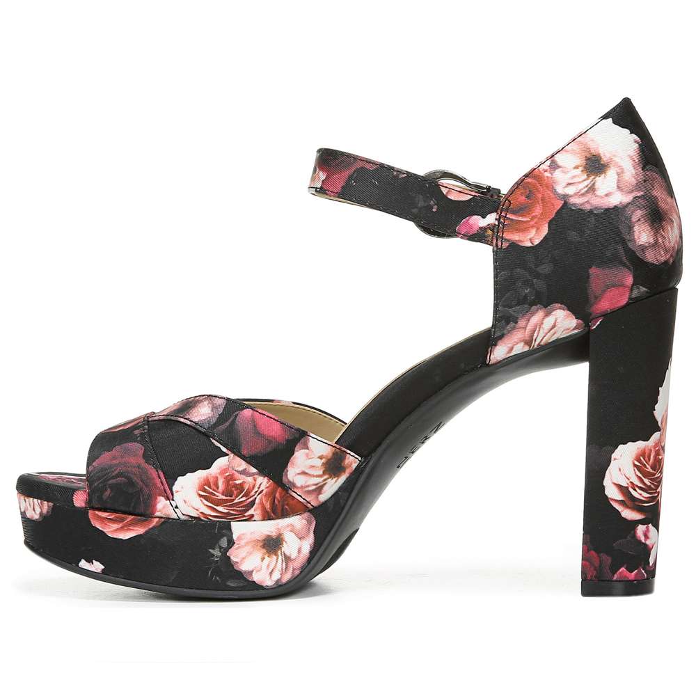 Malina Block Heel - Black Floral